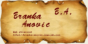 Branka Anović vizit kartica